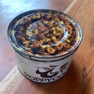 Vintage metal Poppycock candy tin almonds pecans popcorn collectible Canada